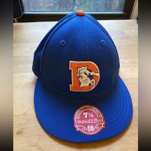 Denver Broncos official NFL hat mitchell & ness size 7 1/8 blue and orange